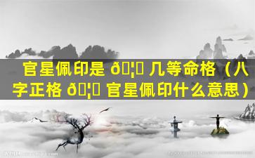 官星佩印是 🦈 几等命格（八字正格 🦊 官星佩印什么意思）